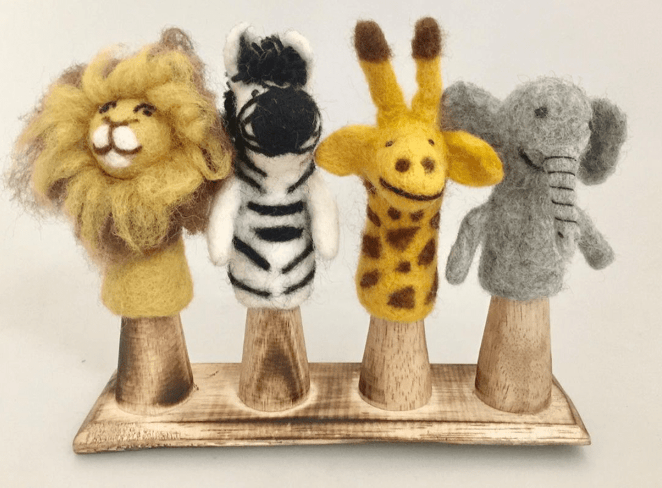 Papoose Toys Wool&Cotton Toys Papoose Toys - African Animal Finger Puppets (4 Piece Set) PAP-501