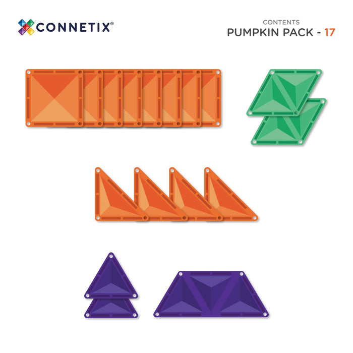 Magnetic Tiles Connetix Tiles Halloween Pumpkin Pack 17 Piece 850036293897