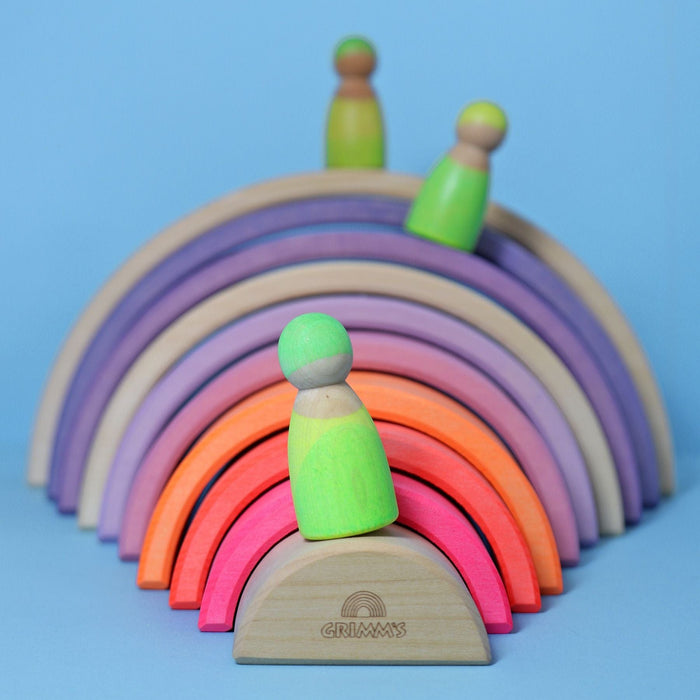 Stacking Toy Grimm's Rainbow Neon Pink 10 Piece