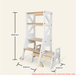 Plywood Learning Towers myduckling JALA Deluxe Adjustable Learning Tower (White/Natural) - Flag with Rectangle Handle 9361505000256