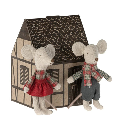 Doll Toys Maileg Winter Mice Twins in a House