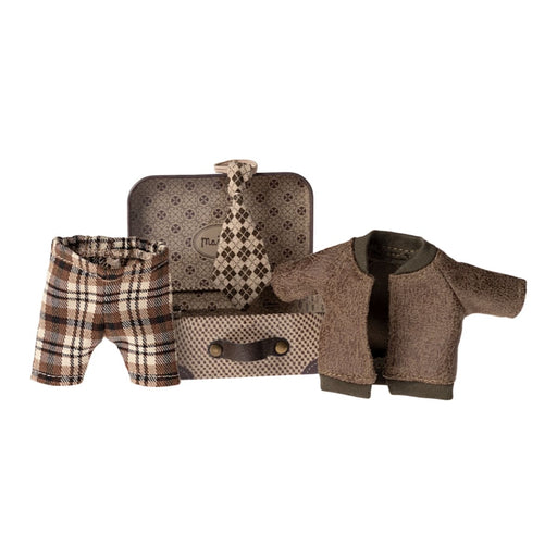 Maileg Mouse Jacket Pants & Tie in Suitcase Grandpa Mouse - Danish Doll Toys - Toypark