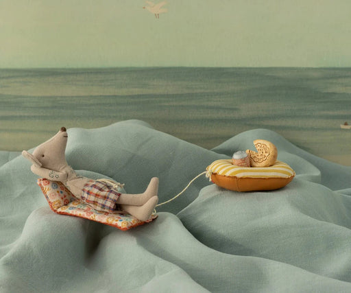 Maileg Beach Mouse Dad with Air Mattress Flower - Danish Doll Toys - Toypark