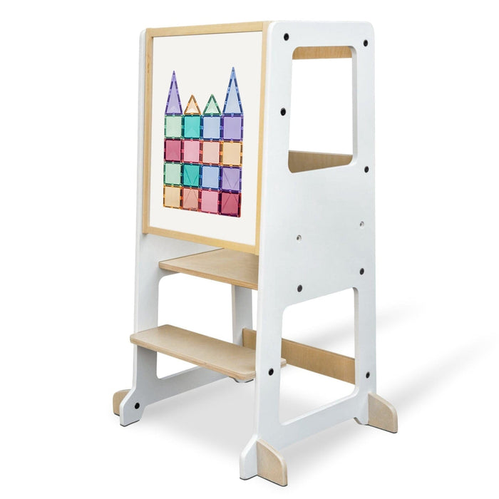 Plywood Learning Towers My Duckling Adjustable Learning Tower 2 in 1 –White + Natural DK-01047