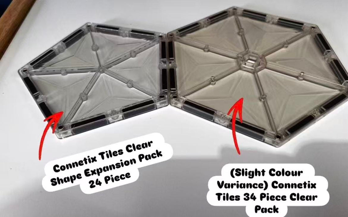 (Slight Colour Variance) Connetix Tiles 34 Piece Clear Pack - Magnetic Tiles - Toypark