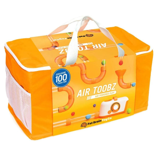 Fat Brain Toys Air Toobz 100 piece set in its orange carry bag box