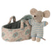 Doll Toys Maileg Baby Mouse in Carry Cot Blue