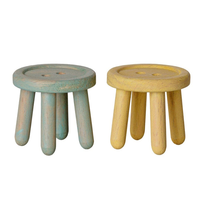 Doll House Furniture Maileg Stool Set Mouse Mint-Light Yellow