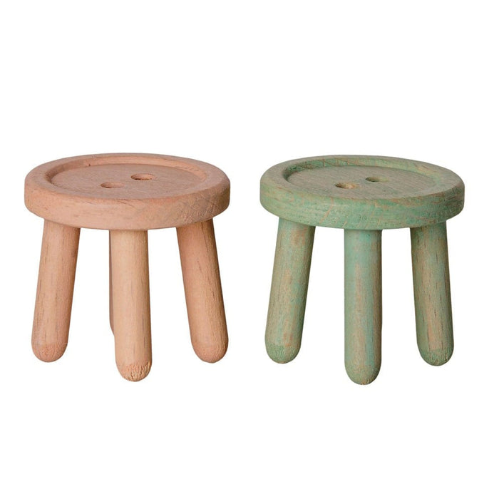 Doll House Furniture Maileg Stool Set Mouse Light Rose-Light Mint