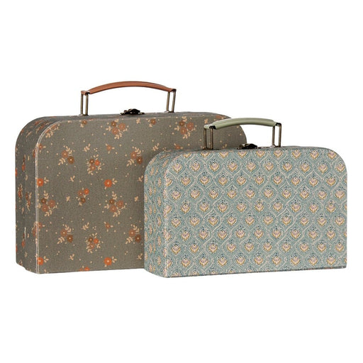 Maileg Michette suitcase set with a large floral case and a smaller patterned case