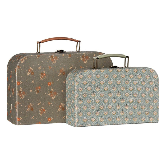 Maileg Michette suitcase set with a large floral case and a smaller patterned case