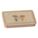 Maileg metal box with a sliding lid printed with two mice holding a heart