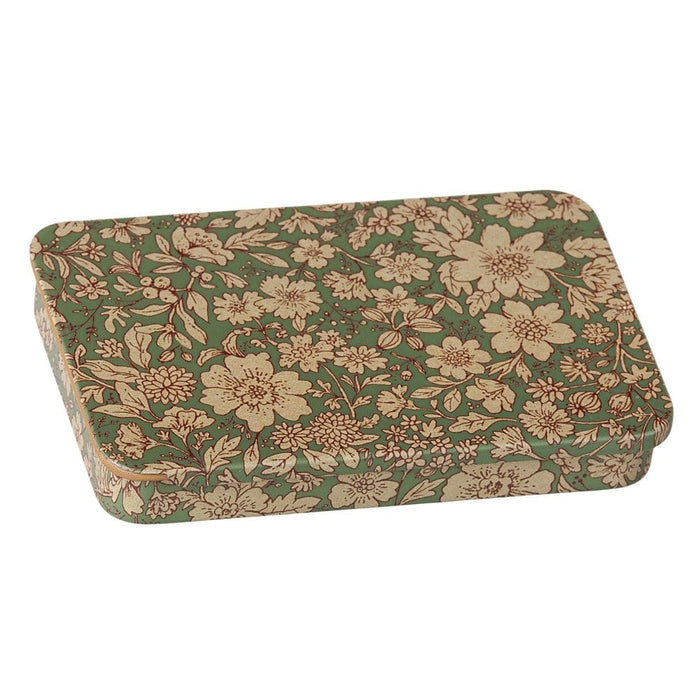 Maileg Blossom metal box with a vintage floral print sliding lid