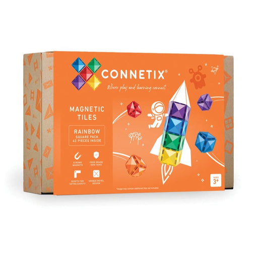 Connetix Rainbow Square Pack 42 Piece - Magnetic Tiles - Toypark