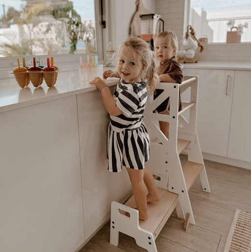 My Duckling JALA Deluxe Adjustable Learning Tower - White/Natural - Toypark