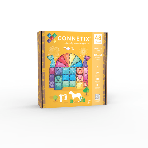 Connetix Glitter Castle Pack 48 Piece - Magnetic Tiles - Toypark