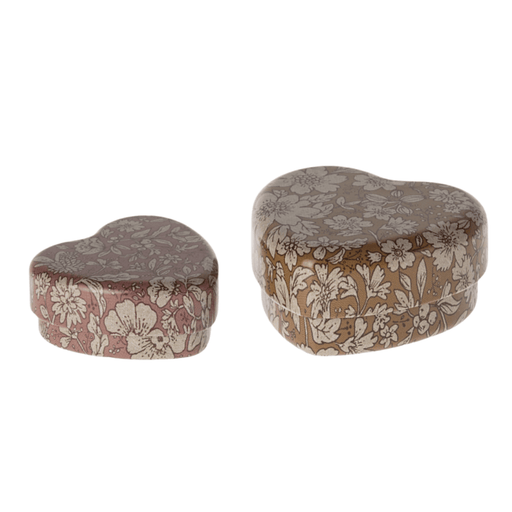 Maileg Metal Heart Box Set ocher-heather 2pk - Doll House Furniture - Toypark
