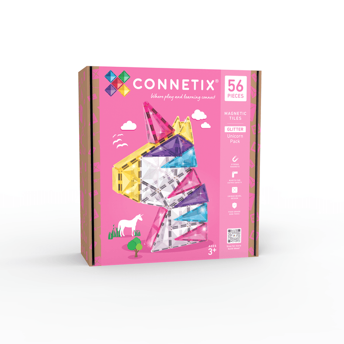 Magnetic Tiles Connetix Tiles Glitter Unicorn Pack 56 Piece