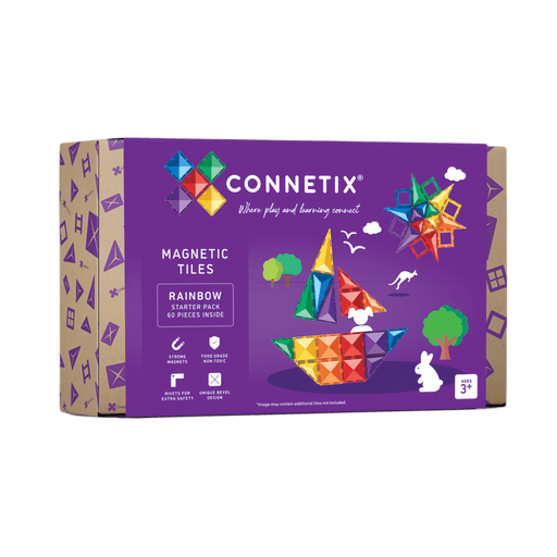 Connetix 126 Piece Starter Rainbow Ball Run Bundle - Australian Magnetic Tiles - Toypark