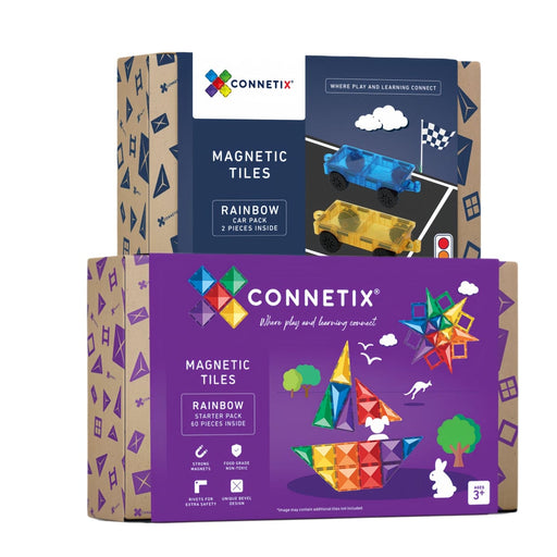 Connetix 62 Piece Starter Car Bundle - Magnetic Tiles - Toypark