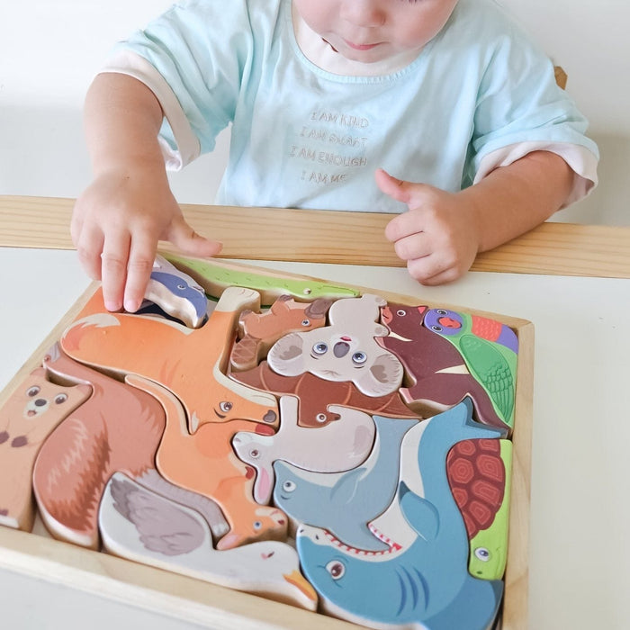 Wooden Puzzles QToys Australian Wildlife puzzle and play set