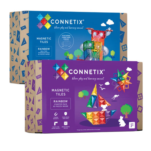 Connetix 126 Piece Starter Rainbow Ball Run Bundle - Magnetic Tiles - Toypark