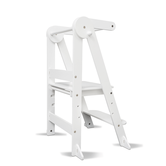 Plywood Learning Towers 2023 New My Duckling Deluxe Folding Adjustable Learning Tower - White