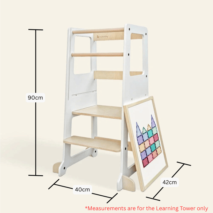 Plywood Learning Towers myduckling LOLA Adjustable Learning Tower 2 in 1 –White + Natural 9361505000386