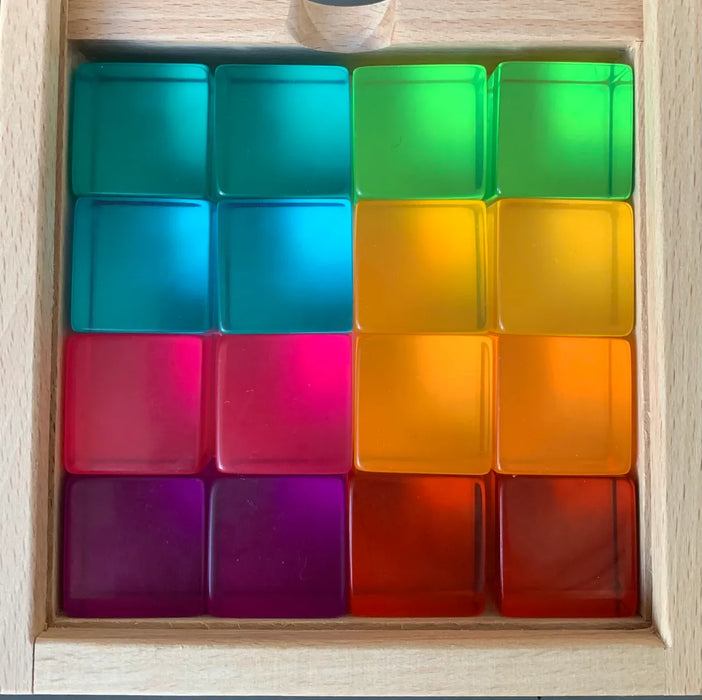 Building Blocks Papoose Toys Bright Lucite Cubes - 16 Pieces 704537401582