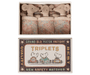 Doll Toys Maileg Triplets Baby Mice in Matchbox Checker