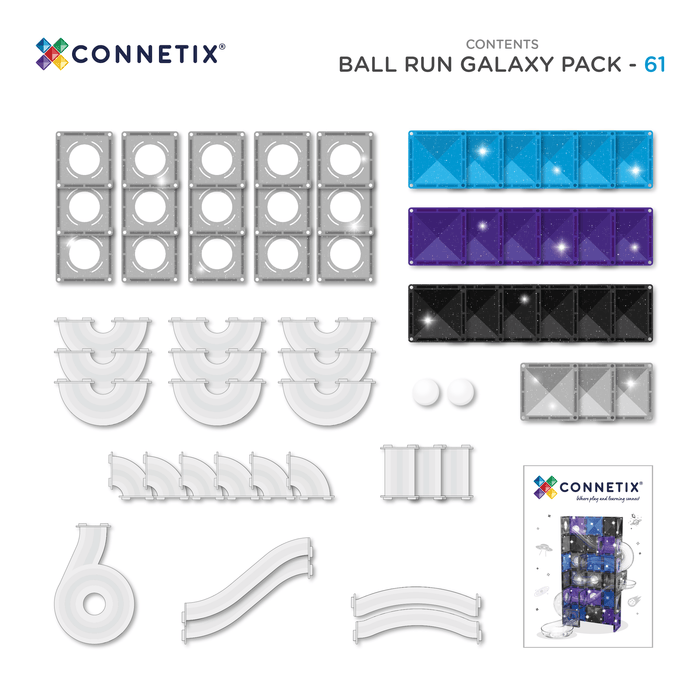 Magnetic Tiles Connetix Tiles Ball Run Galaxy Pack 61 pc