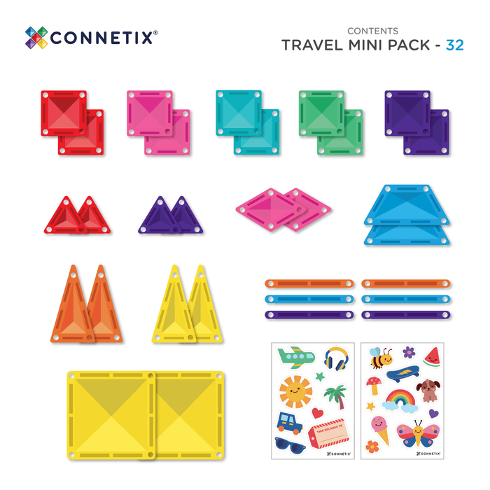 Magnetic Tiles Connetix Tiles Travel Mini Pack 32 pc