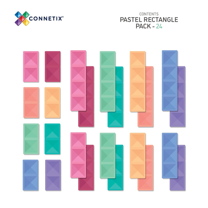 Magnetic Tiles Connetix Tiles Pastel Rectangle Pack 24 Piece 850036293293
