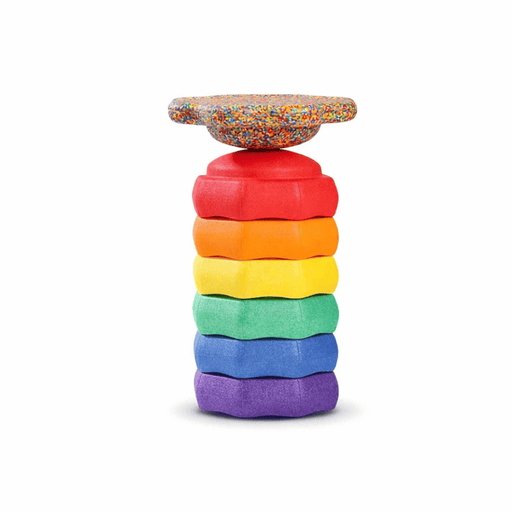 Funova Kids Stepping Stone Set of 6 – Rainbow + FREE Balance Board - Stacking Toy - Toypark