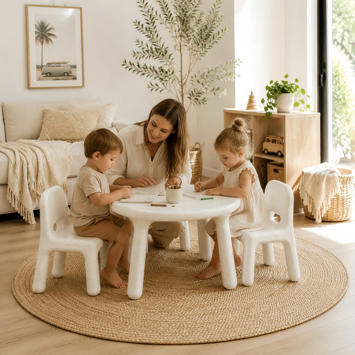 Table & Chair Set Funova Confetti Kids Table and Chairs Set - White FN03001