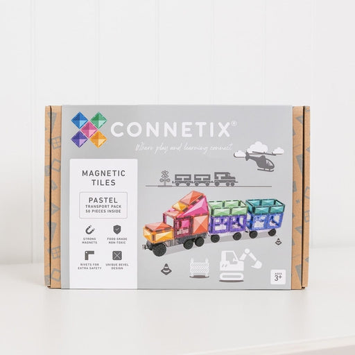 Connetix 50 Piece Pastel Transport Pack - Australian Magnetic Tiles - Toypark