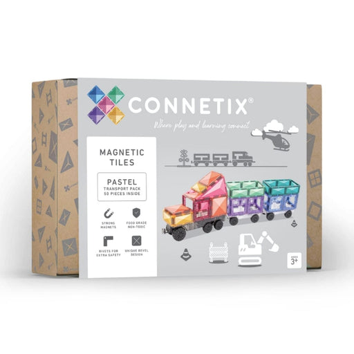 Connetix 50 Piece Pastel Transport Pack - Magnetic Tiles - Toypark