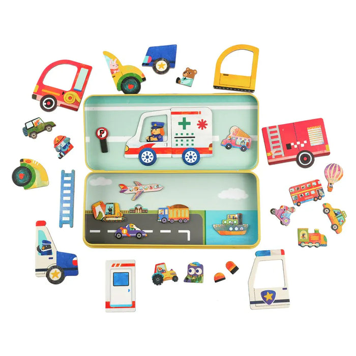 Puzzles mierEdu Travel Magnetic Box - Vehicles