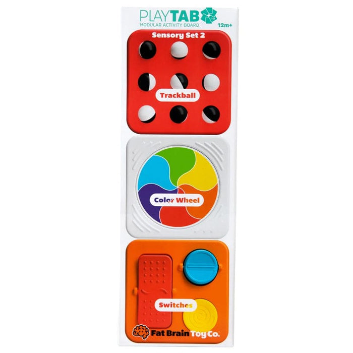 Activity Toys Fat Brain Toys PlayTab Sensory Set 2 (Trackball Tile, Color Wheel, Switches Tile)