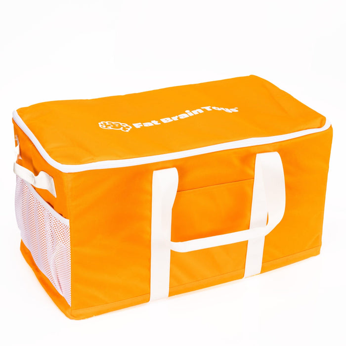 Orange Fat Brain Toys Air Toobz carry bag with handles