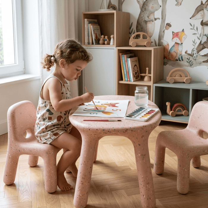 Table & Chair Set Funova Confetti Kids Table and Chairs Set - Peach FN03002