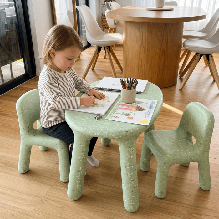 Table & Chair Set Funova Confetti Kids Table and Chairs Set - Sage FN03003