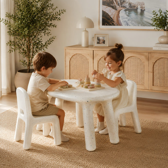 Table & Chair Set Funova Confetti Kids Table and Chairs Set - White FN03001