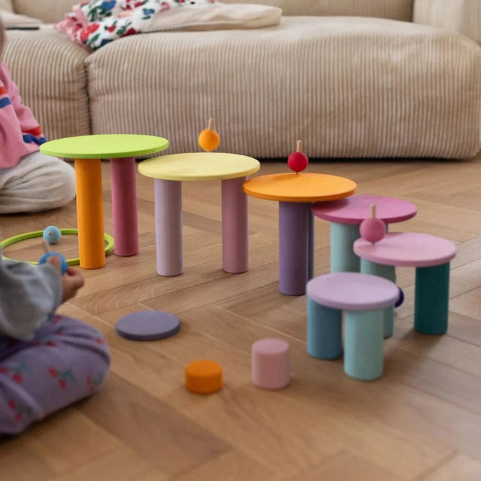 Grimms Set of 6 Rainbow Spinning Tops