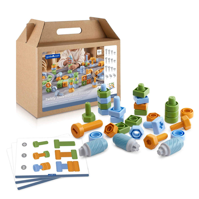 Building Blocks Guidecraft Twisty Tools - Nuts and Bolts Set - 84 pieces 737150017458