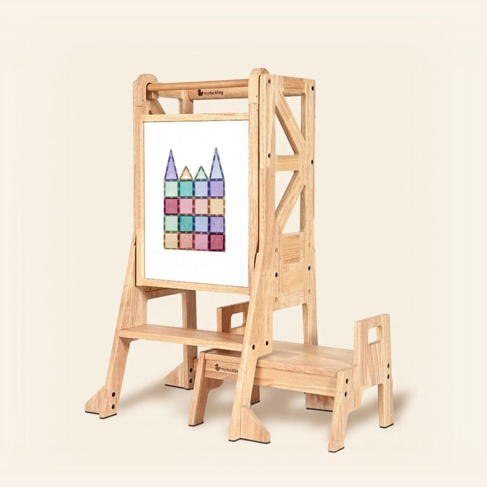 Wooden Learning Towers myduckling Deluxe Solid Wood Adjustable Learning Tower - Flag with Rectangle Handle 9361505000461