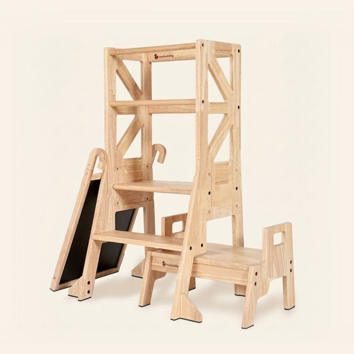 Wooden Learning Towers myduckling Deluxe Solid Wood Adjustable Learning Tower - Flag with Rectangle Handle 9361505000461
