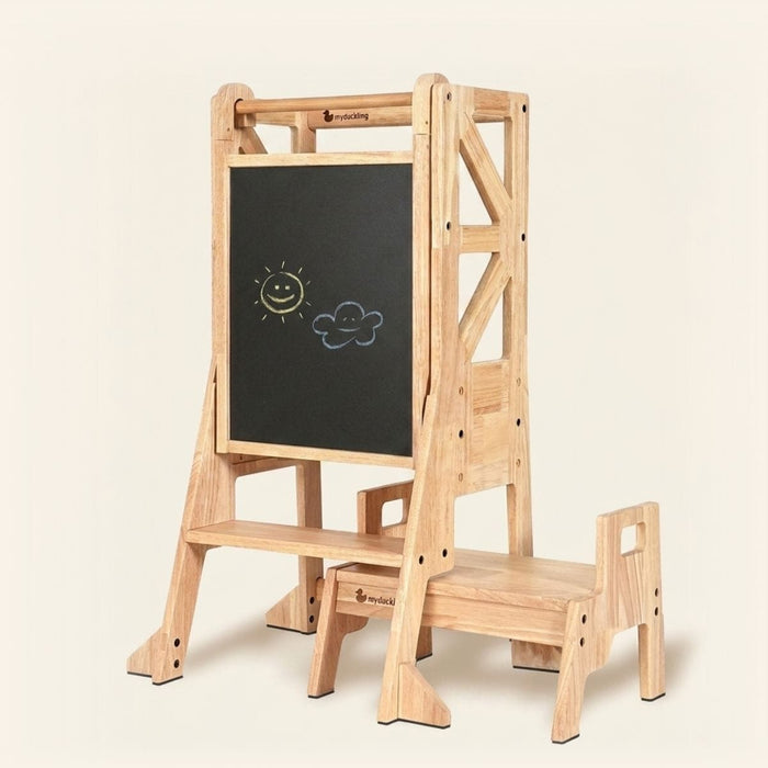 Wooden Learning Towers myduckling Deluxe Solid Wood Adjustable Learning Tower - Flag with Rectangle Handle 9361505000461