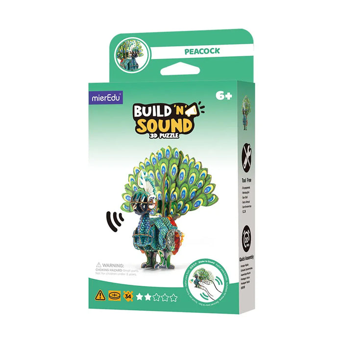 Puzzles mierEdu Build 'n' Sound 3D Puzzle - Peacock