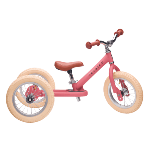 Trybike 2 in 1 Vintage Steel Balance Bike - Pink - Toypark